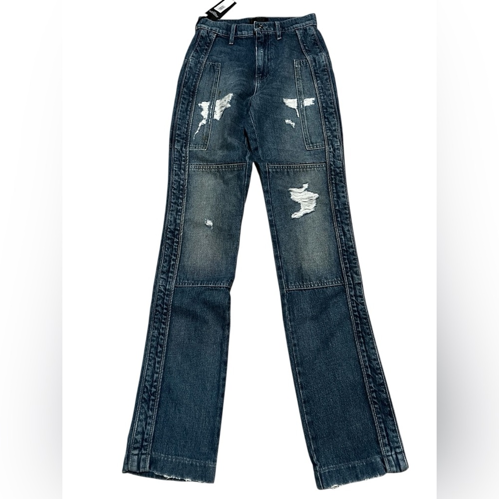 RTA Malka classic‎ distressed jeans women’s Blue Denim pants size 26 rip stain